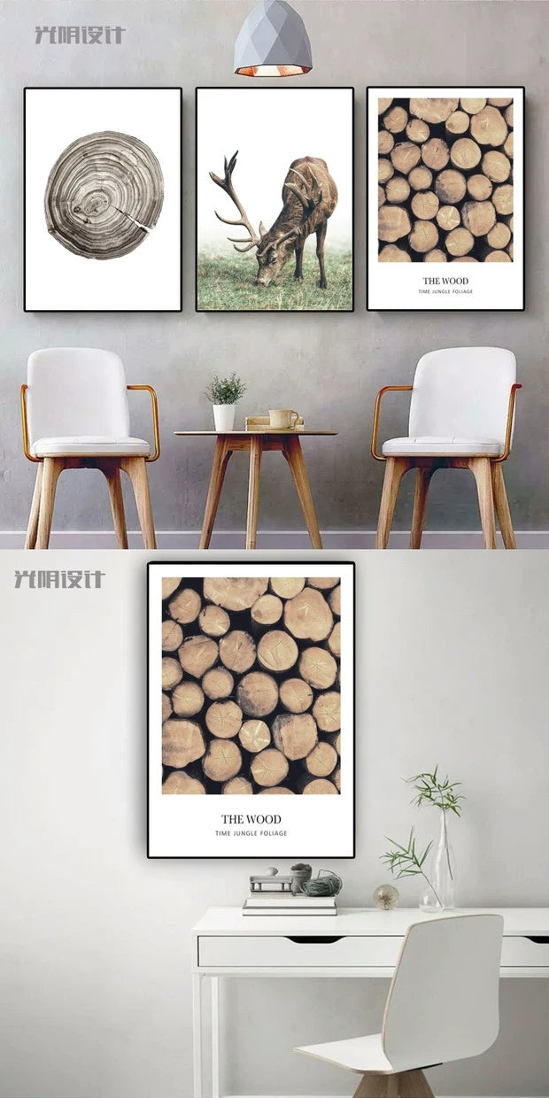 5pcs Canvas Decorative Wall Wood & Nature