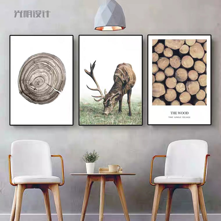 5pcs Canvas Decorative Wall Wood & Nature