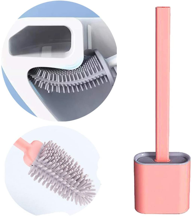 Silicone Toilet Brush With Toilet Brush Holder Stand Bathroom Cleaning Tool