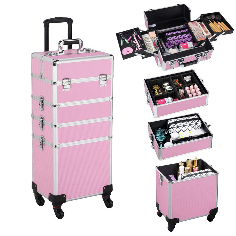 Blush Pink All In One Professional Makeup Trolley Case Cosmetic Vanity Case