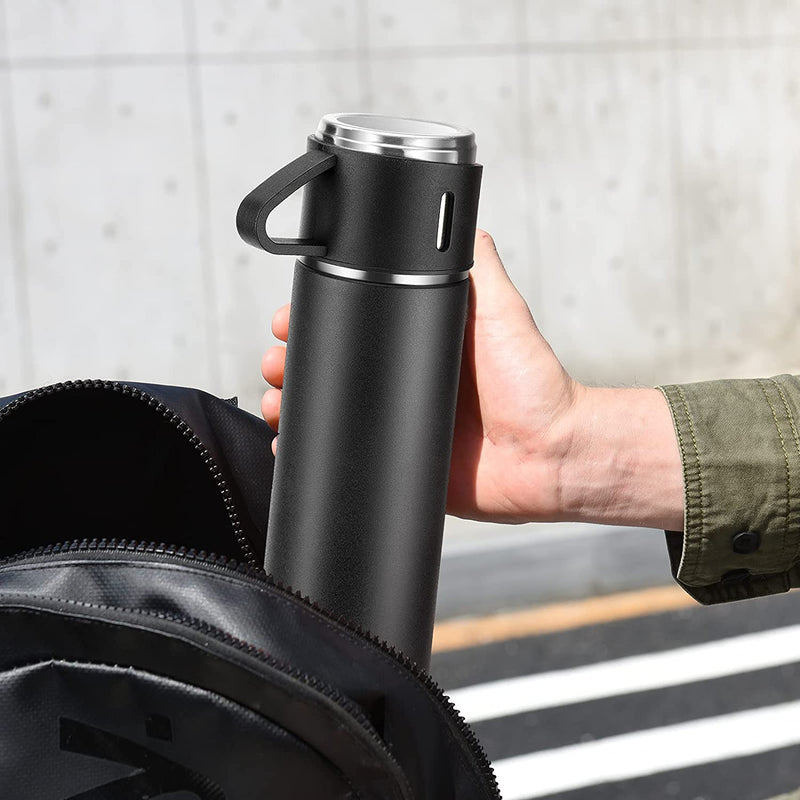 500ml Stainless Steel Thermo Bottle with Cups Vacuum Insulated Flask Set