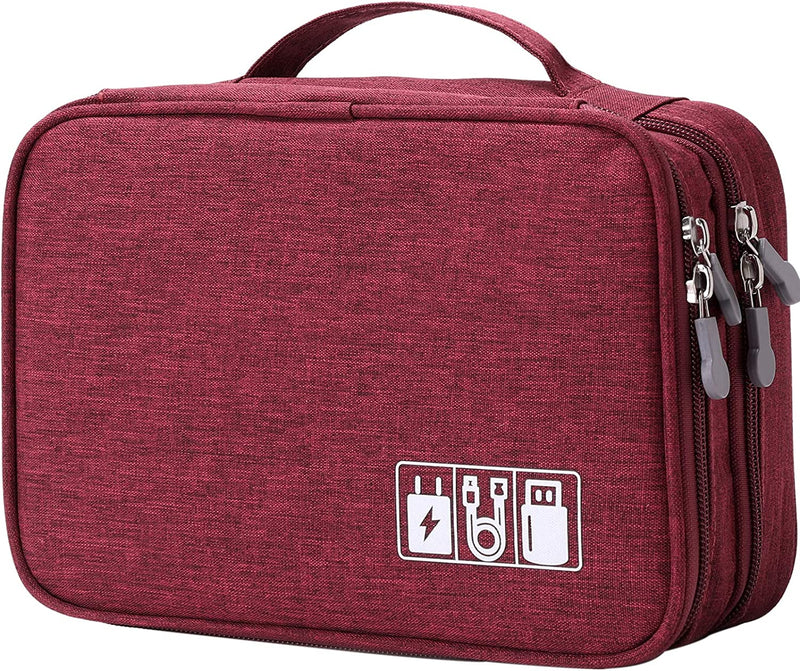 Waterproof Double Layer Electronics Cable Tablet Travel Organizer Bag