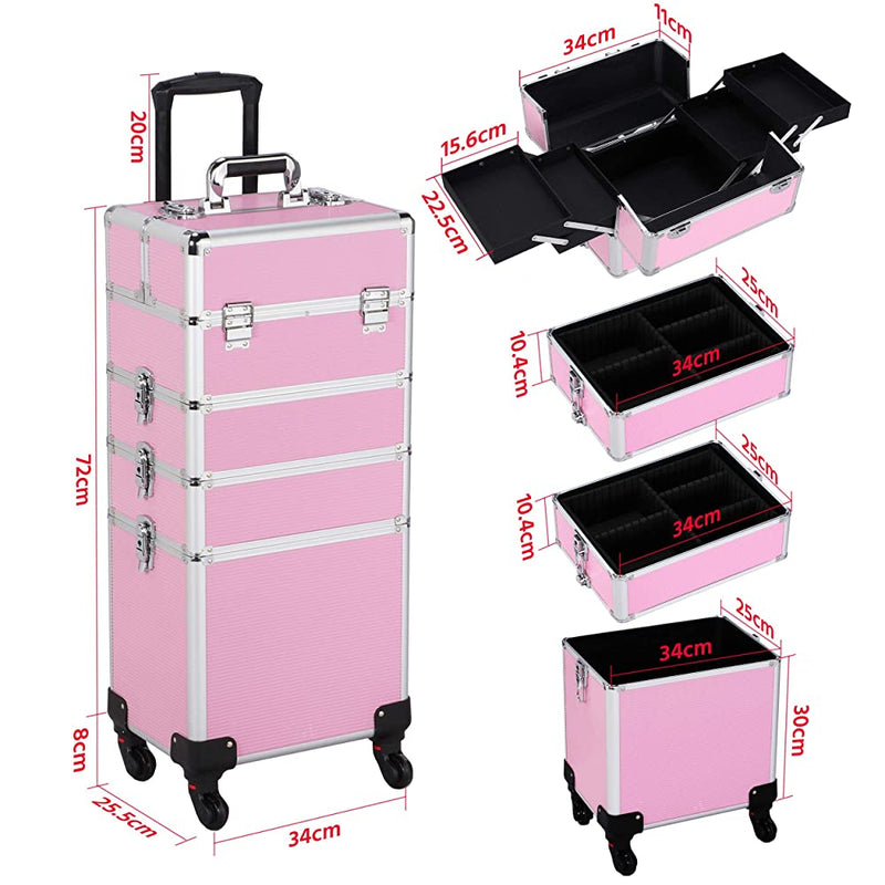 Blush Pink All In One Professional Makeup Trolley Case Cosmetic Vanity Case