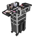 Metallic Black Professional Makeup Case Hairdressing Cosmetic Trolley Case