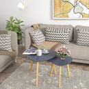 Modern Grey Nesting Coffee End Tables - 2 Pieces - Round and Oval Coffee Table