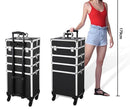 Metallic Black Professional Makeup Case Hairdressing Cosmetic Trolley Case