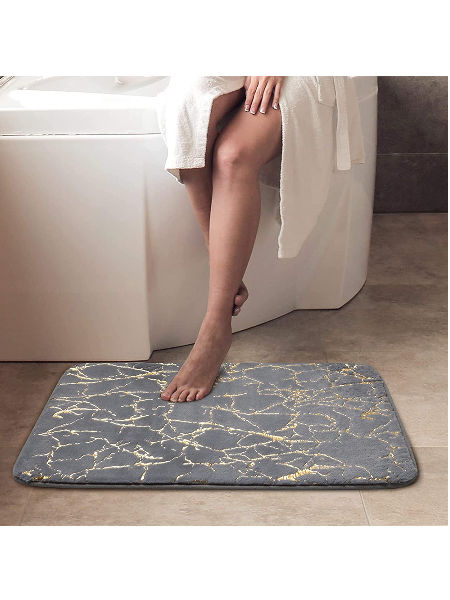 Ultra Soft Non-Slip Marble Pattern Bathroom Mat Floor Absorbent Shower Rug