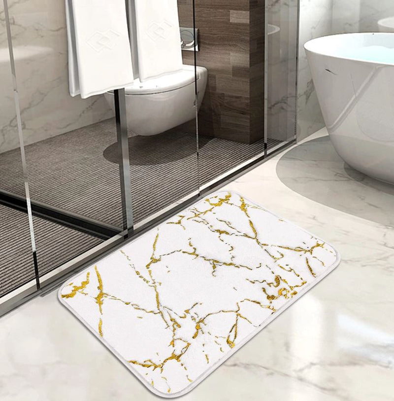 Ultra Soft Non-Slip Marble Pattern Bathroom Mat Floor Absorbent Shower Rug