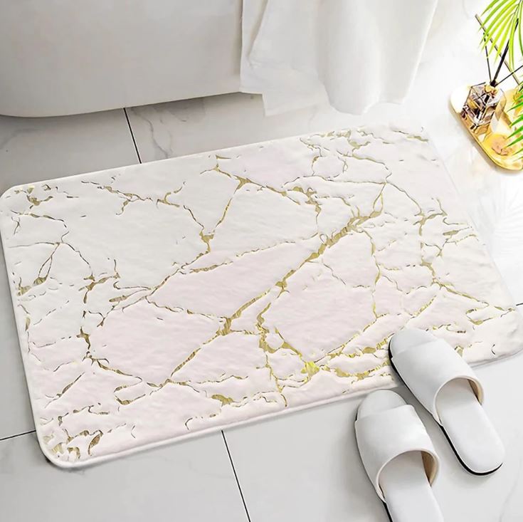 Ultra Soft Non-Slip Marble Pattern Bathroom Mat Floor Absorbent Shower Rug