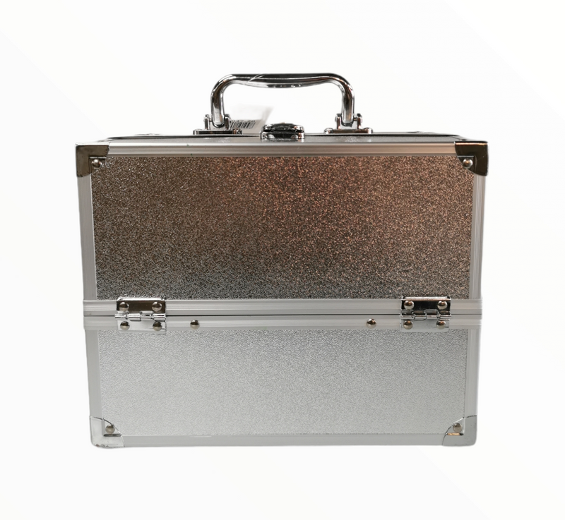 Chrome Silver Aluminium Frame Jewelry Storage Box Makeup Cosmetic Case