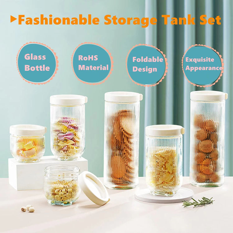 6pcs Glass Kitchen Food Storage Containers