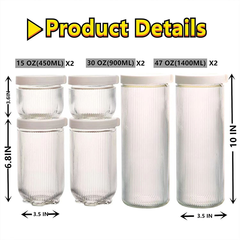 6pcs Glass Kitchen Food Storage Containers