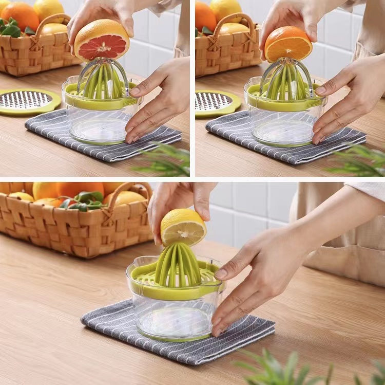 4 in 1 Juicer Manual Hand Squeezer with Built-in Measuring Cup and Grater