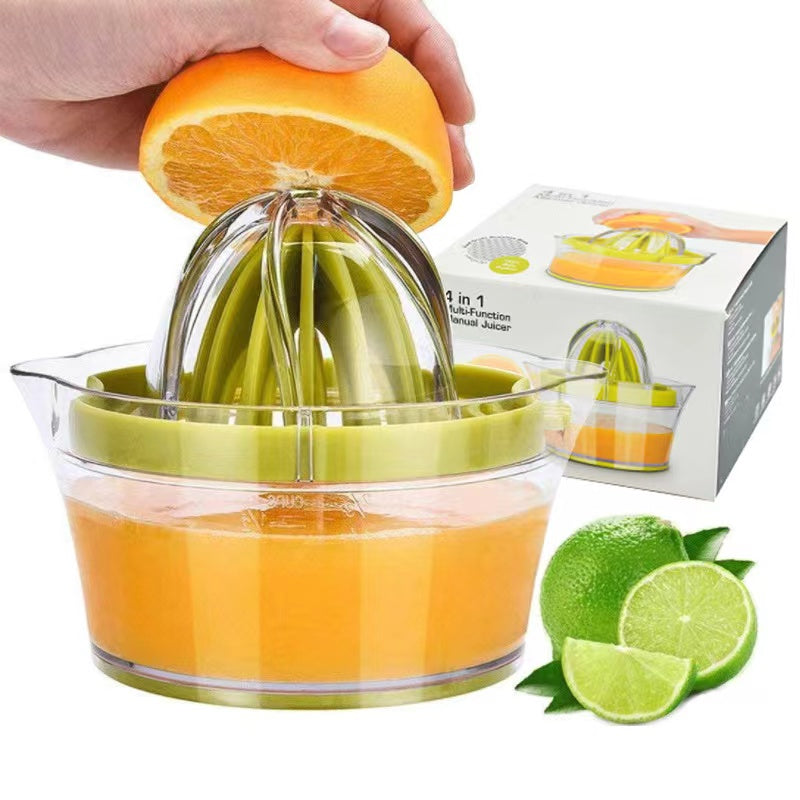 4 in 1 Juicer Manual Hand Squeezer with Built-in Measuring Cup and Grater