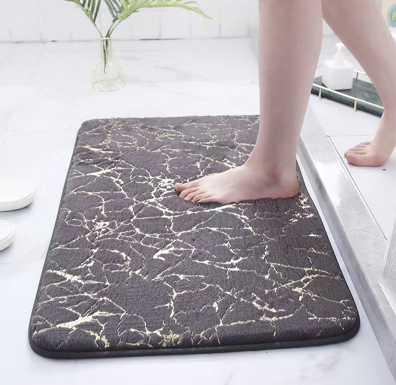 Ultra Soft Non-Slip Marble Pattern Bathroom Mat Floor Absorbent Shower Rug