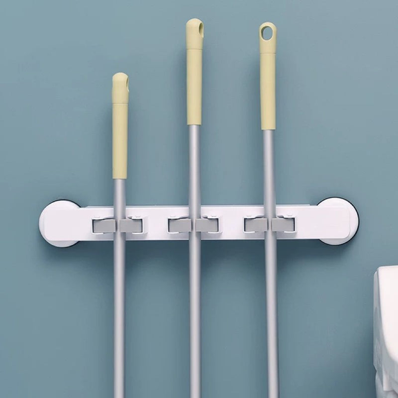 3 Slots Punch-Free Household Mop Broom Utility Hook Kitchen Gadget Hanger