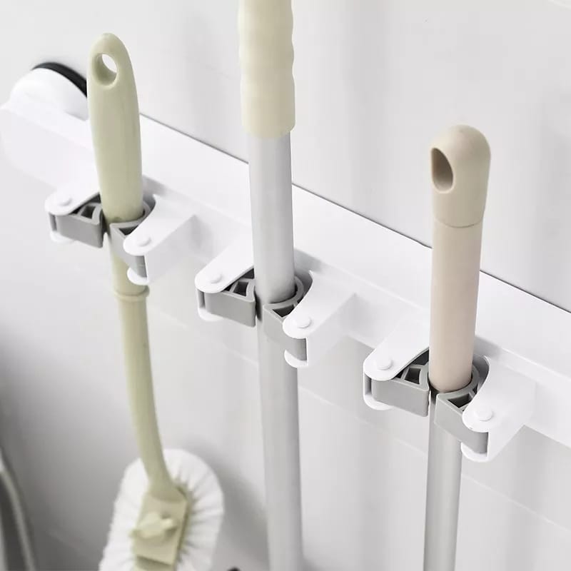 3 Slots Punch-Free Household Mop Broom Utility Hook Kitchen Gadget Hanger