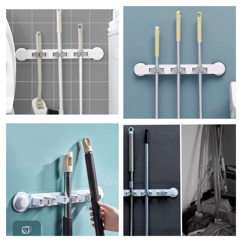 3 Slots Punch-Free Household Mop Broom Utility Hook Kitchen Gadget Hanger