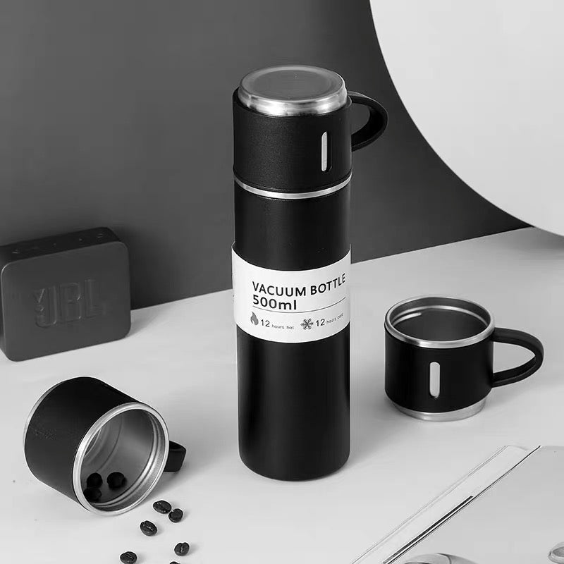 500ml Stainless Steel Thermo Bottle with Cups Vacuum Insulated Flask Set