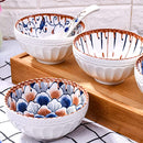 Japanese Style Underglaze Small Bowl Soup Bowl Ceramic Rice Bowl, Set of 4