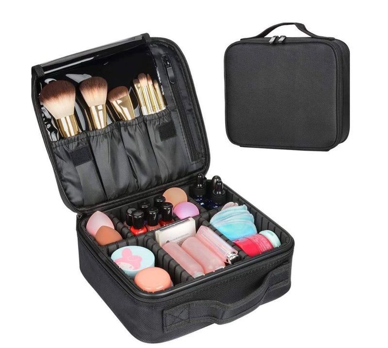 Bellade Oxford Makeup Cosmetic Storage Case with Adjustable Compartment