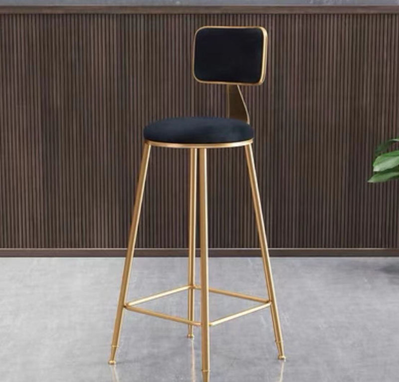 Golden Contemporary Velvet Bar Stools Metal Dinning Chair 75CM