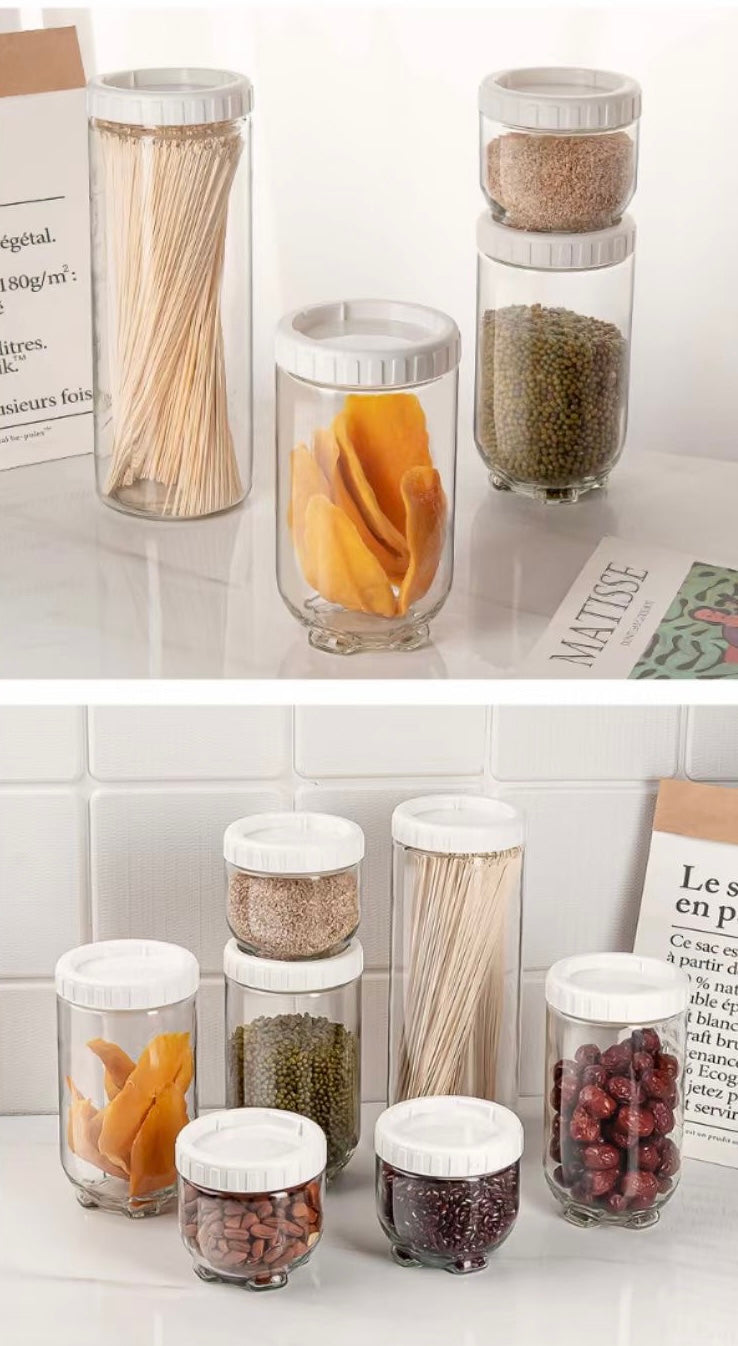 Stackable Interlock Food Glass Storage Bottle