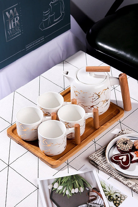 Luxury Nordic Style Marble Porcelain Tea Set