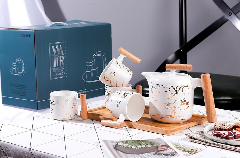 Luxury Nordic Style Marble Porcelain Tea Set